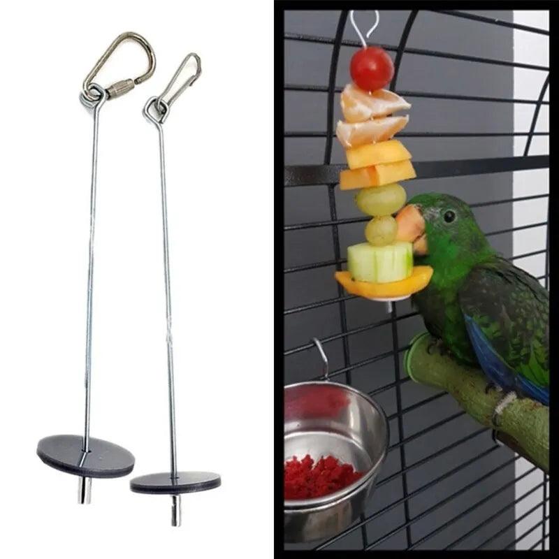 Pet Parrots Birds Food Holder Stainless Steel Fruit Spear Stick Fruit Vegetable Skewer Feeder Foraging Toys Metal Bird Feeder - Ammpoure Wellbeing