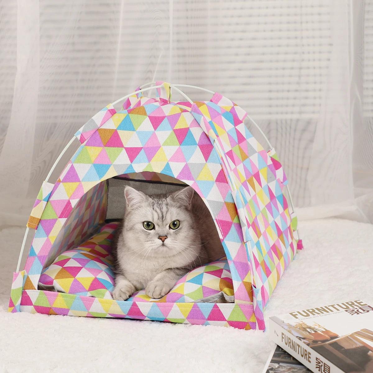 Pet Tent Bed Cats House Supplies Products Accessories Warm Cushions Furniture Sofa Basket Beds Winter Clamshell Kitten Tents Cat - Ammpoure Wellbeing