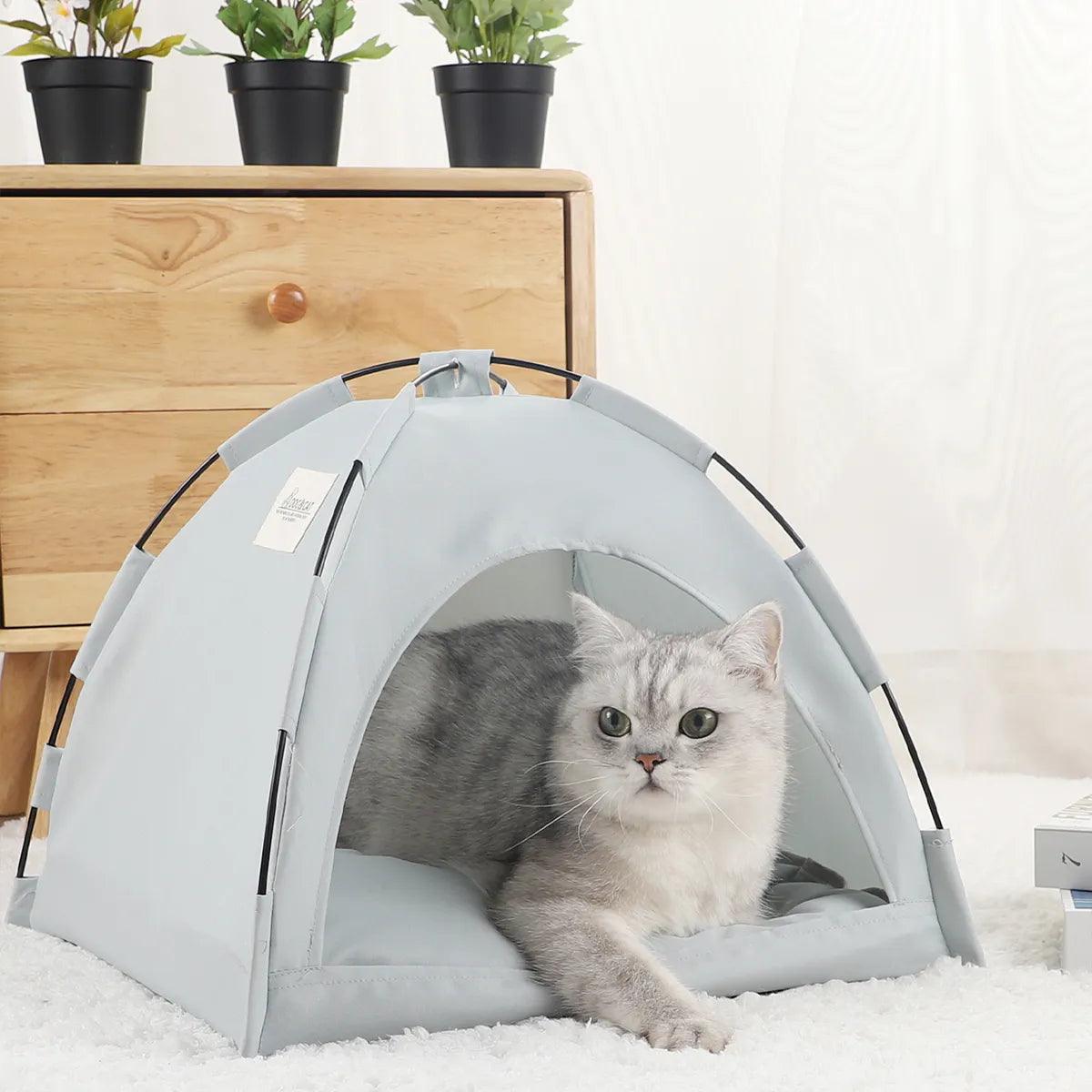 Pet Tent Bed Cats House Supplies Products Accessories Warm Cushions Furniture Sofa Basket Beds Winter Clamshell Kitten Tents Cat - Ammpoure Wellbeing