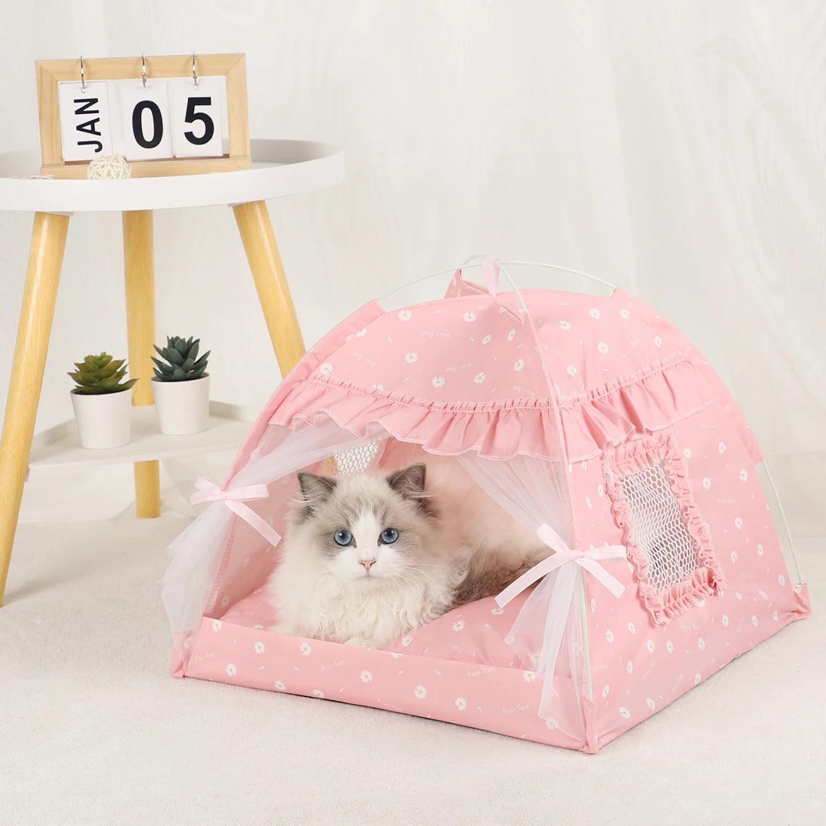 Pet Tent Bed Cats House Supplies Products Accessories Warm Cushions Furniture Sofa Basket Beds Winter Clamshell Kitten Tents Cat - Ammpoure Wellbeing