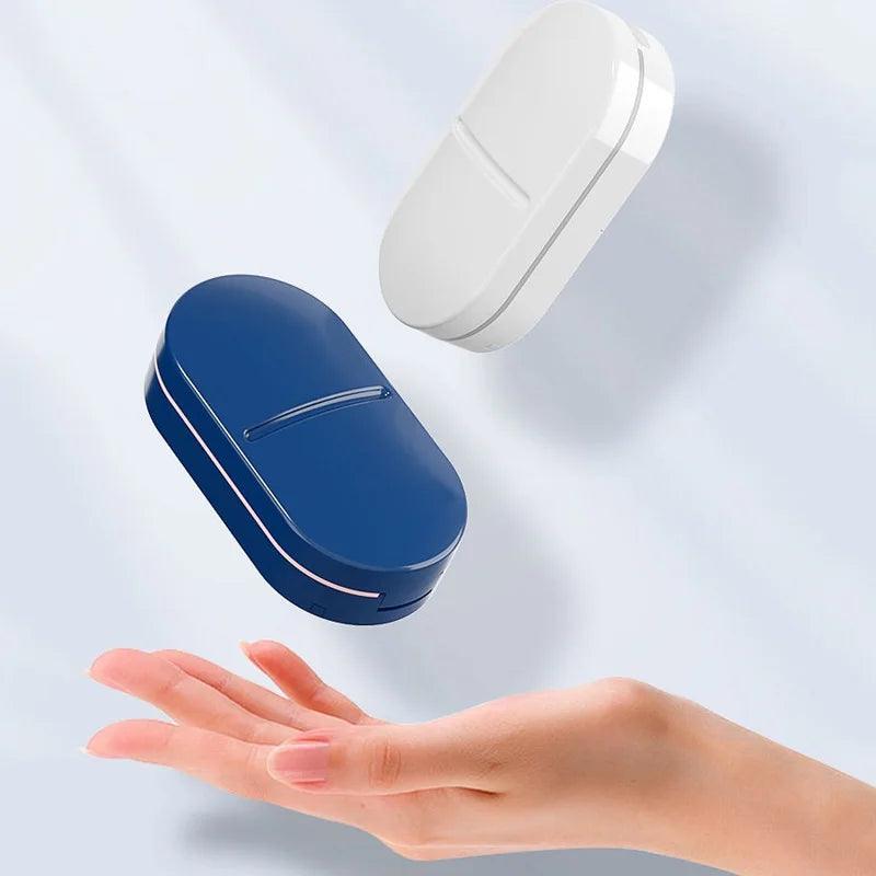 Pill Cutter With Invisible Storage Box Portable 2 In 1 Mini Drug Tablet Medicine Dustproof Divider Organizer Crusher Pill Box - Ammpoure Wellbeing