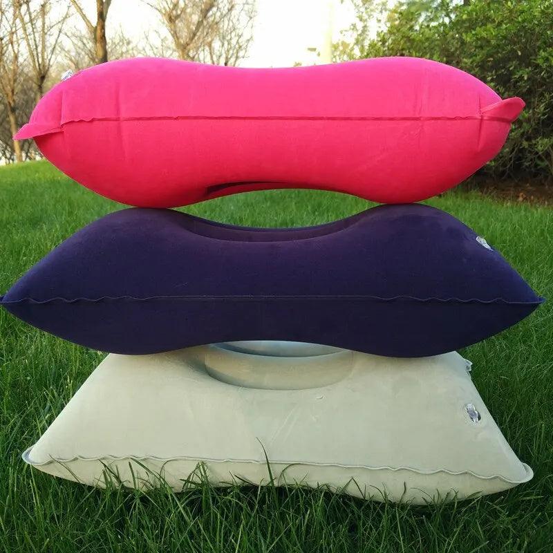 Portable Fold Inflatable Air Pillow Outdoor Travel Sleeping Camping PVC Neck Stretcher Backrest Plane Comfortable Pillow - Ammpoure Wellbeing