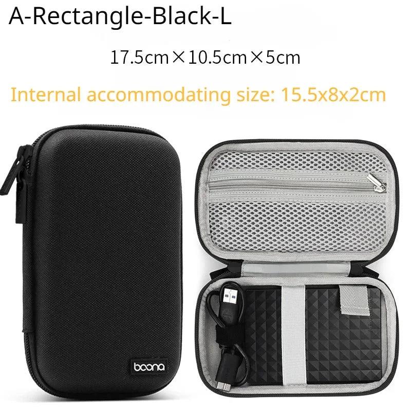 Portable Mini Hard Shell Digital Gadgets Storage Bag Artificial Leather Earphone Charger Case Data Cable U Disk Organizer - Ammpoure Wellbeing