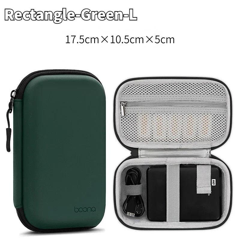 Portable Mini Hard Shell Digital Gadgets Storage Bag Artificial Leather Earphone Charger Case Data Cable U Disk Organizer - Ammpoure Wellbeing