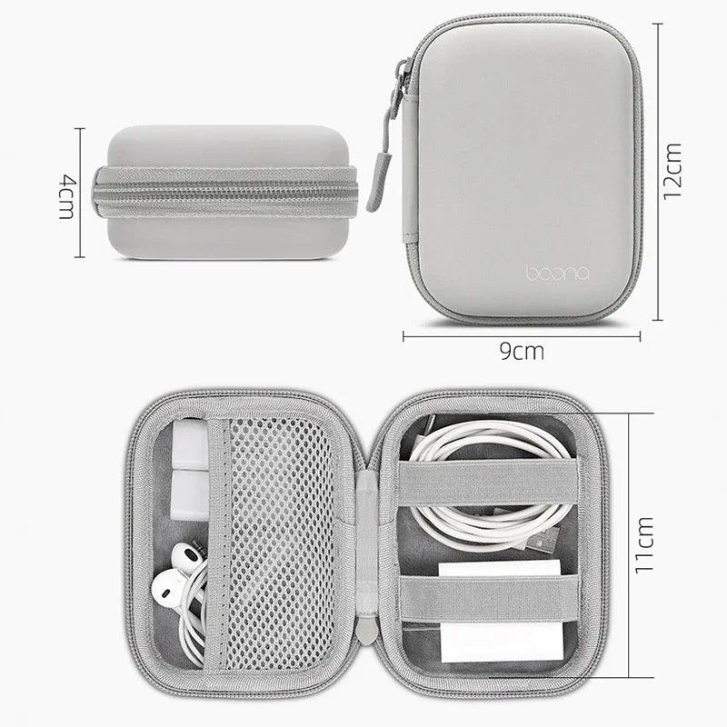 Portable Mini Hard Shell Digital Gadgets Storage Bag Artificial Leather Earphone Charger Case Data Cable U Disk Organizer - Ammpoure Wellbeing