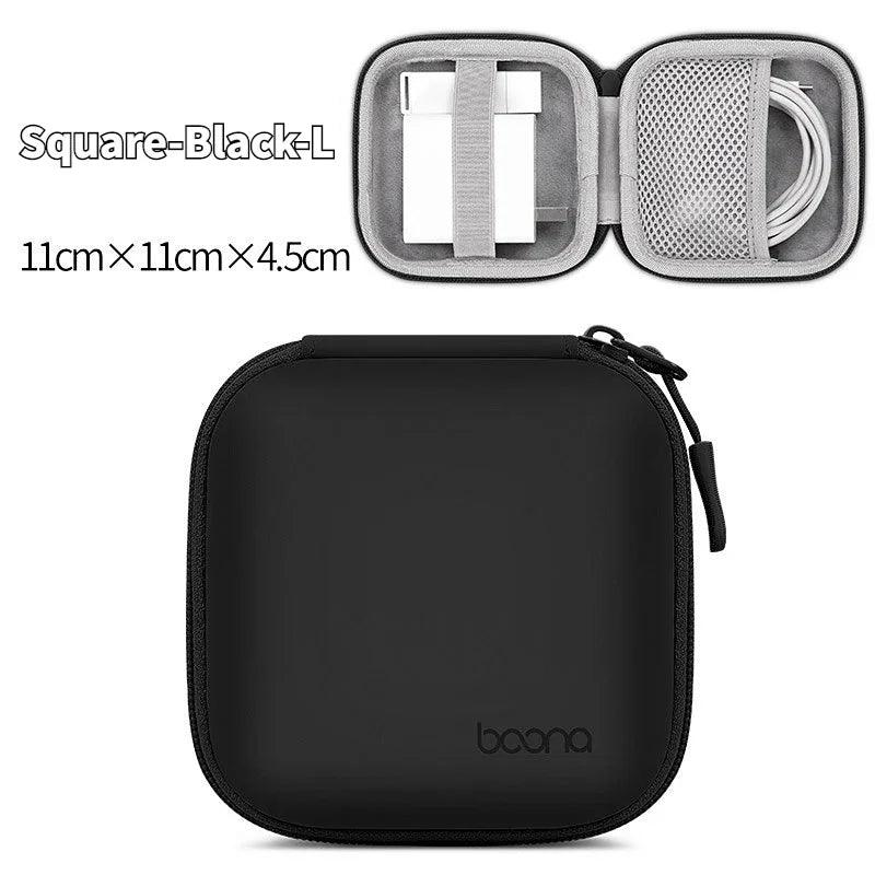 Portable Mini Hard Shell Digital Gadgets Storage Bag Artificial Leather Earphone Charger Case Data Cable U Disk Organizer - Ammpoure Wellbeing