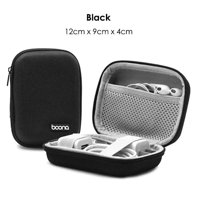 Portable Mini Hard Shell Digital Gadgets Storage Bag Artificial Leather Earphone Charger Case Data Cable U Disk Organizer - Ammpoure Wellbeing