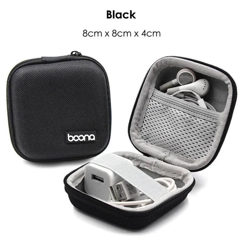 Portable Mini Hard Shell Digital Gadgets Storage Bag Artificial Leather Earphone Charger Case Data Cable U Disk Organizer - Ammpoure Wellbeing