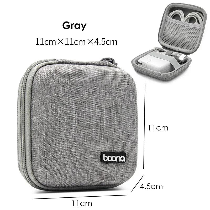 Portable Mini Hard Shell Digital Gadgets Storage Bag Artificial Leather Earphone Charger Case Data Cable U Disk Organizer - Ammpoure Wellbeing