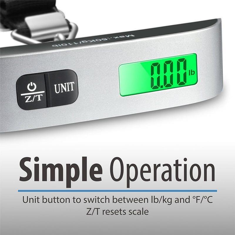 Portable Scale Digital LCD Display 110lb/50kg Electronic Luggage Hanging Suitcase Travel Weighs Baggage Bag Weight Balance Tool - Ammpoure Wellbeing