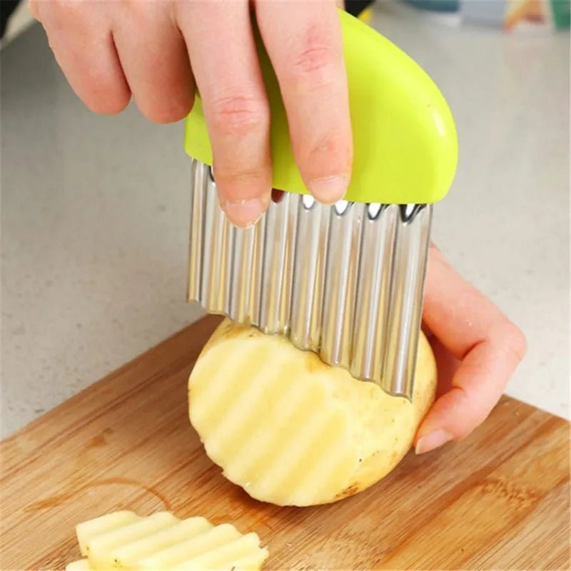 Potato Cutter Chip French Fry Maker Stainless Steel Wavy Knife French Fries Chopper Knife Chopper French Fry Kitchen Tools - Ammpoure Wellbeing