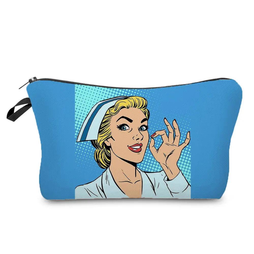 Printing Women Cosmetic Bags Lovely Casual Travel Portable Storage Handbags Makeup Bag Toiletry Bags Female - Ammpoure Wellbeing