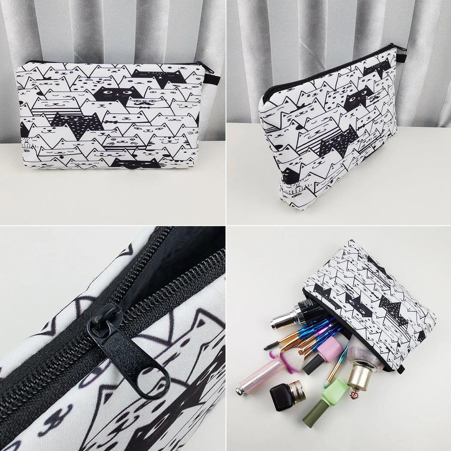 Printing Women Cosmetic Bags Lovely Casual Travel Portable Storage Handbags Makeup Bag Toiletry Bags Female - Ammpoure Wellbeing