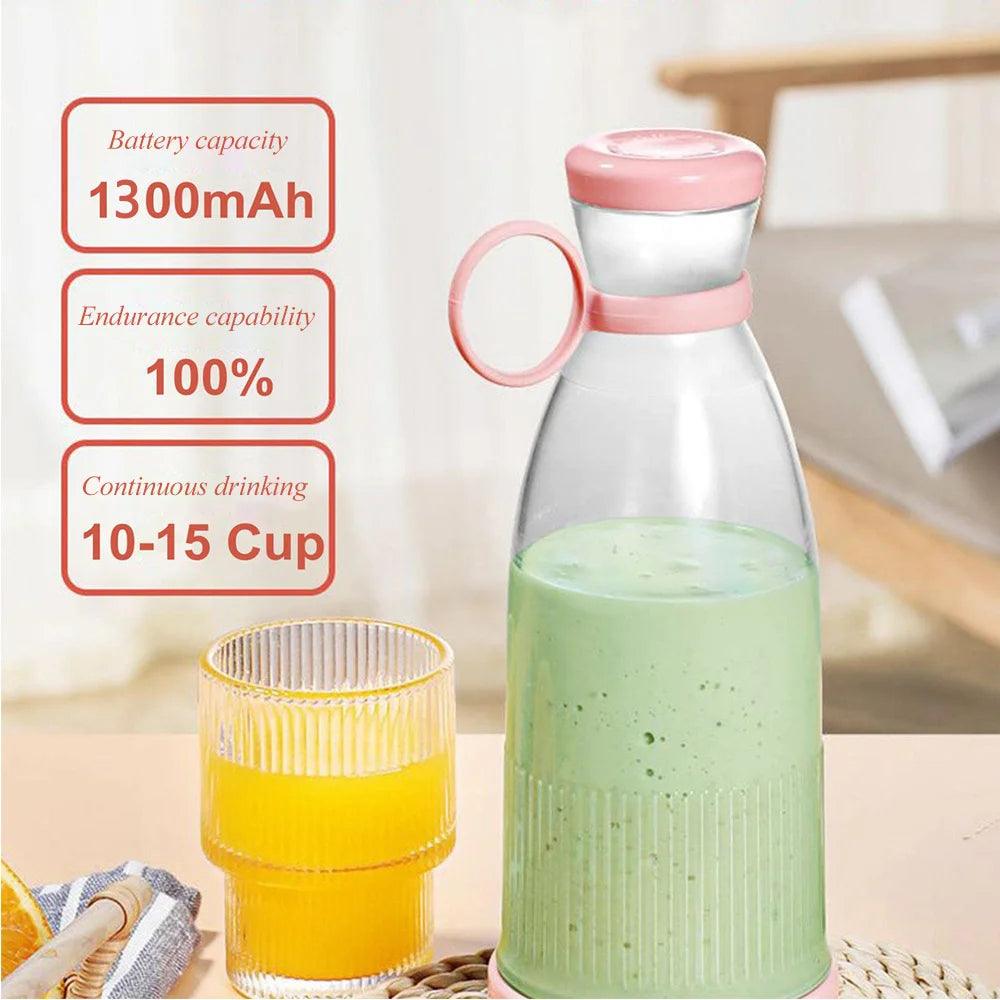 Rechargeable Mixers Fresh Fruit Juicers Blue/Pink Usb Portable Juice Bottle Mini Fast Electric Blender Smoothie Ice Maker - Ammpoure Wellbeing