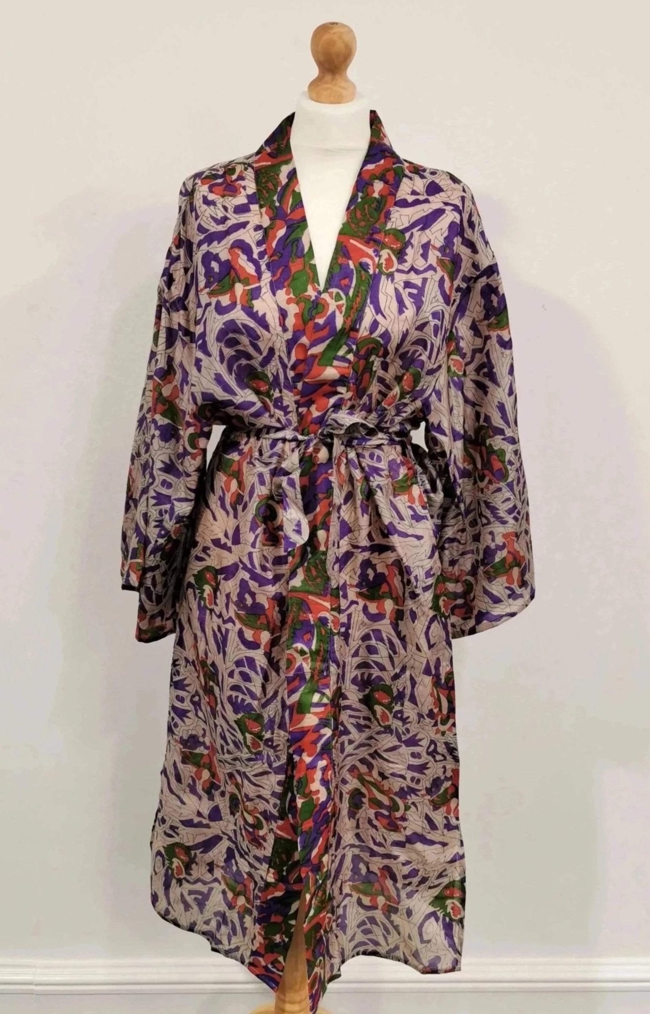 Recycled Silk Maxi Kimono + Hair Scrunchie + Eye Mask - Ammpoure Wellbeing