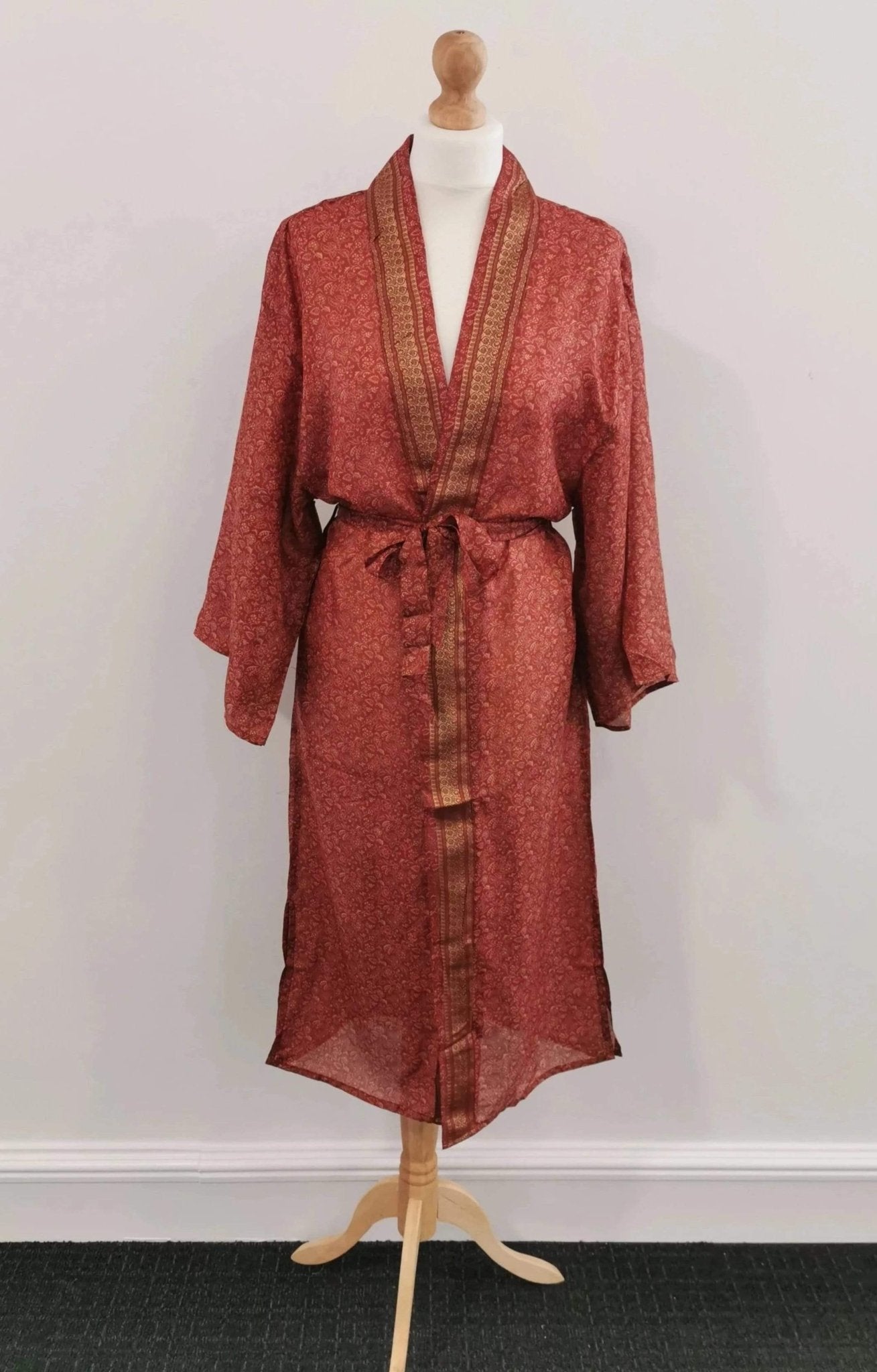 Recycled Silk Maxi Kimono + Hair Scrunchie + Eye Mask - Ammpoure Wellbeing