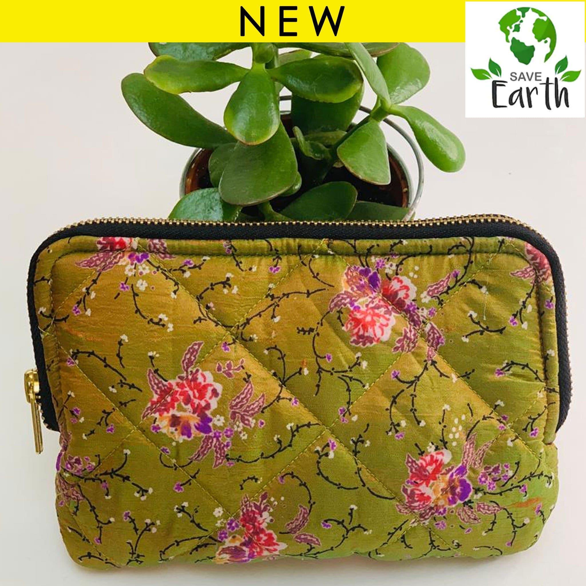 Recycled Silk UK Cosmetic Bag (One - Off Print) - Ammpoure Wellbeing