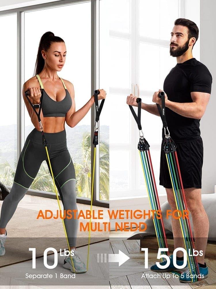 Resistance Bands Set Exercise Bands with Door Anchor Legs Ankle Straps for Resistance Training Physical Therapy Home Workouts - Ammpoure Wellbeing