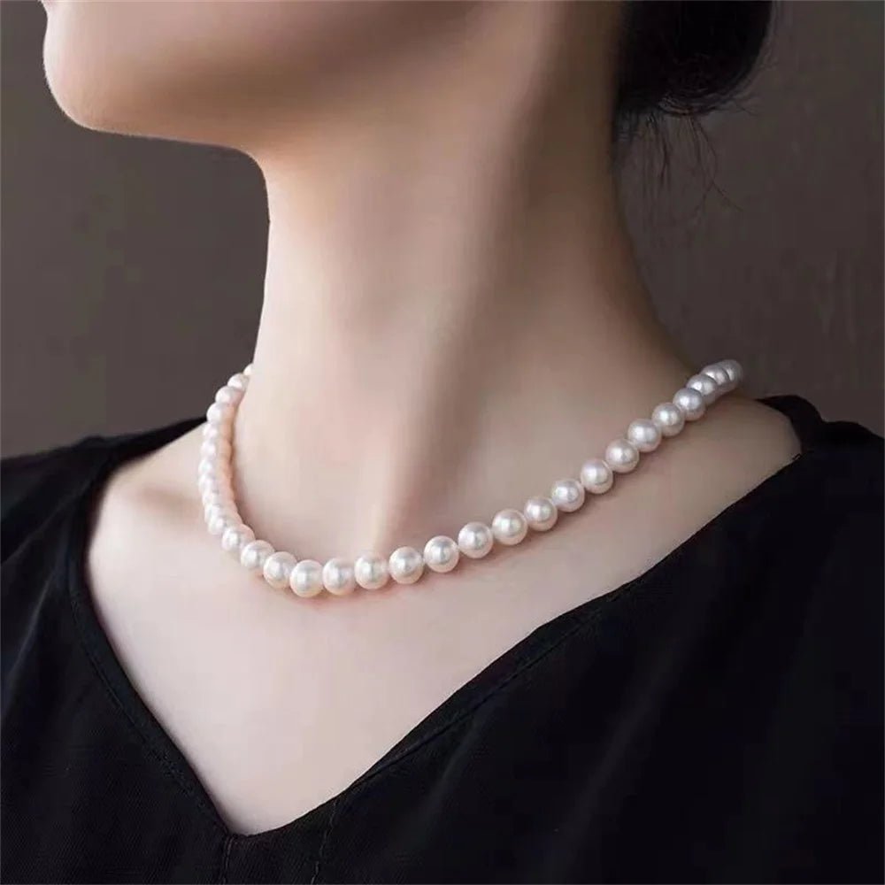 Retro Imitation Pearl Chain Necklace For Women Classic Acrylic Bead Clavicle Chain Choker Women's Jewelry Accessories - Ammpoure Wellbeing