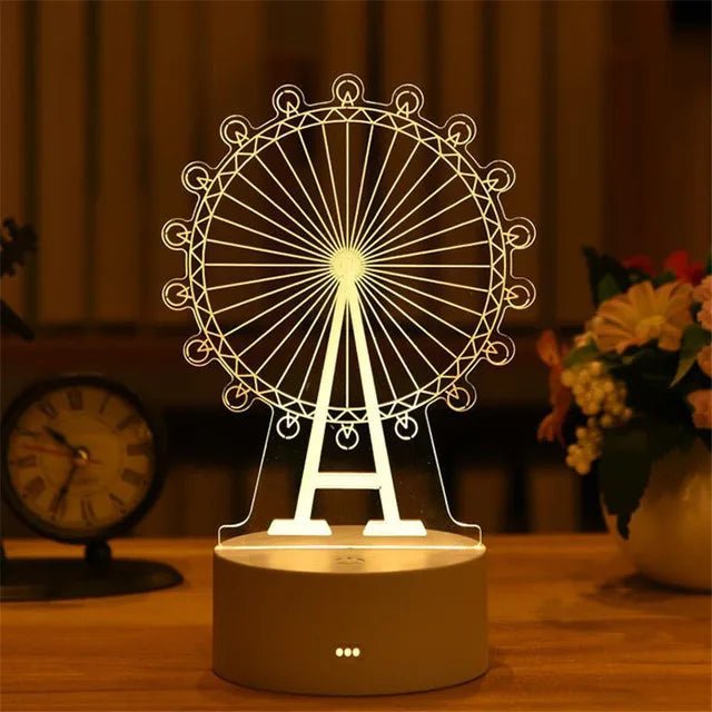 Romantic Love 3D Acrylic Led Lamp for Home Children's Night Light Table Lamp Birthday Party Decor Valentine's Day Bedside Lamp - Ammpoure Wellbeing