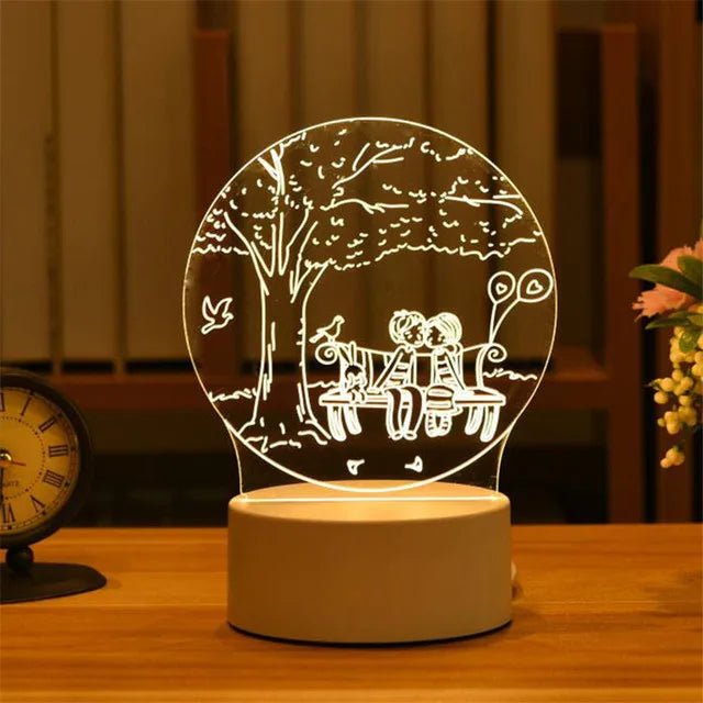 Romantic Love 3D Acrylic Led Lamp for Home Children's Night Light Table Lamp Birthday Party Decor Valentine's Day Bedside Lamp - Ammpoure Wellbeing