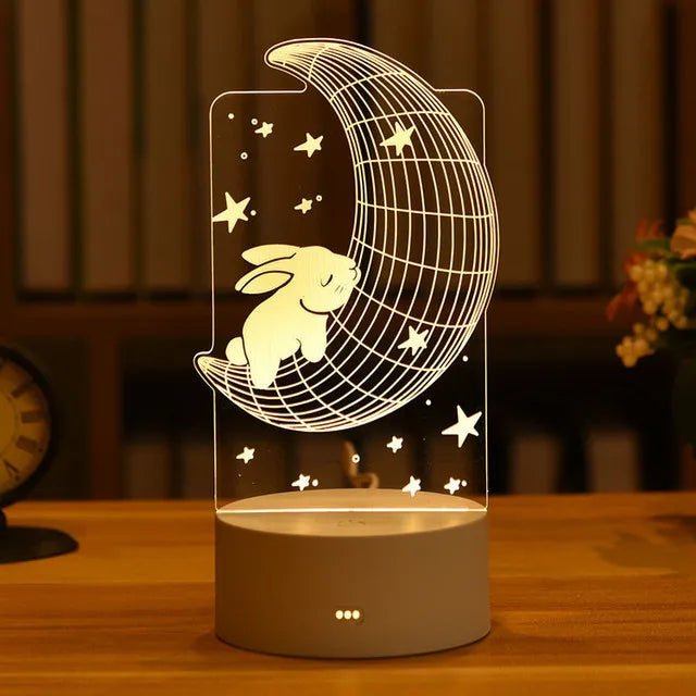 Romantic Love 3D Acrylic Led Lamp for Home Children's Night Light Table Lamp Birthday Party Decor Valentine's Day Bedside Lamp - Ammpoure Wellbeing