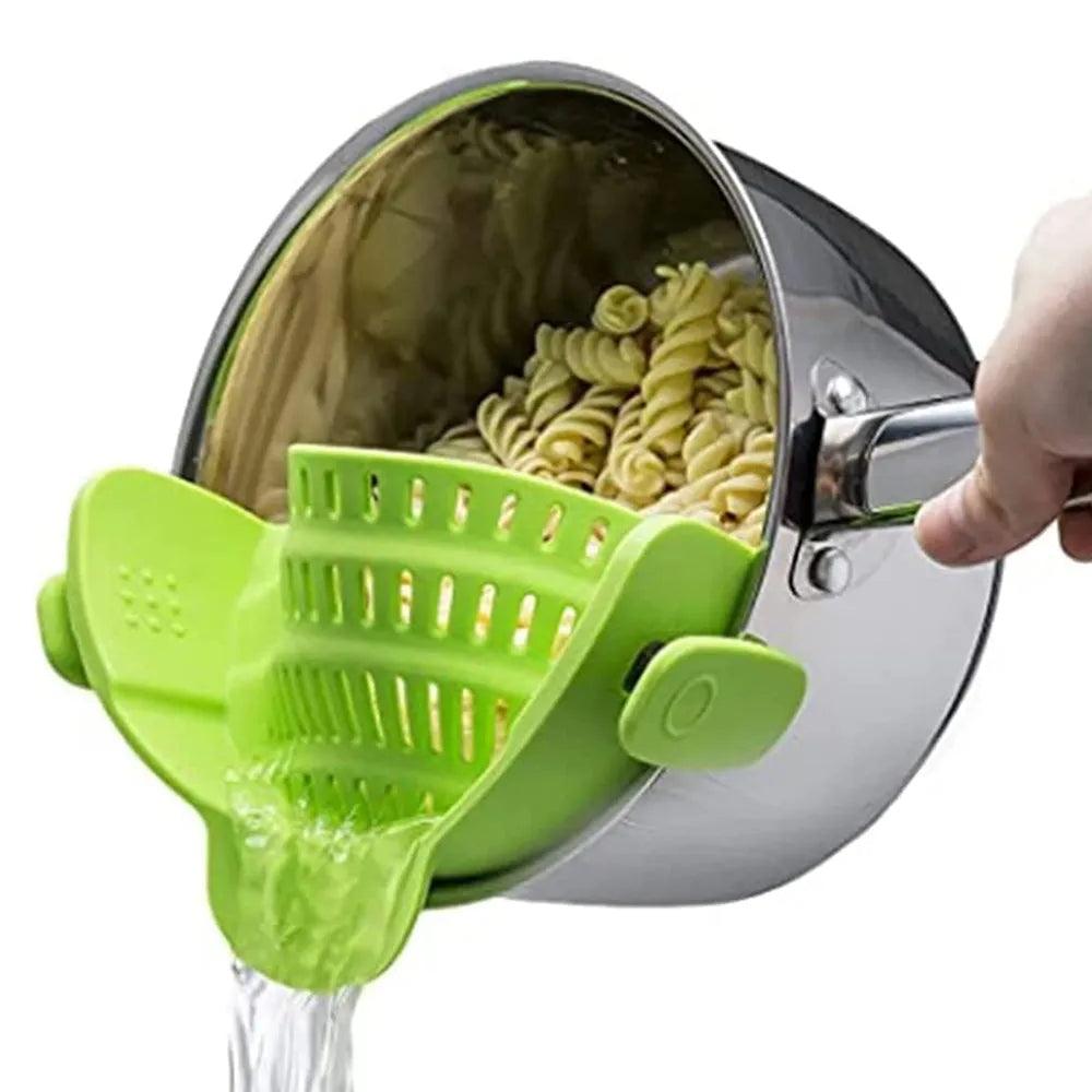 Silicone Kitchen Strainer Clip On Pots and Pans Drain Rack Pasta Noodle Vegetable Fruit Strainer Colander Kitchen Gadgets - Ammpoure Wellbeing