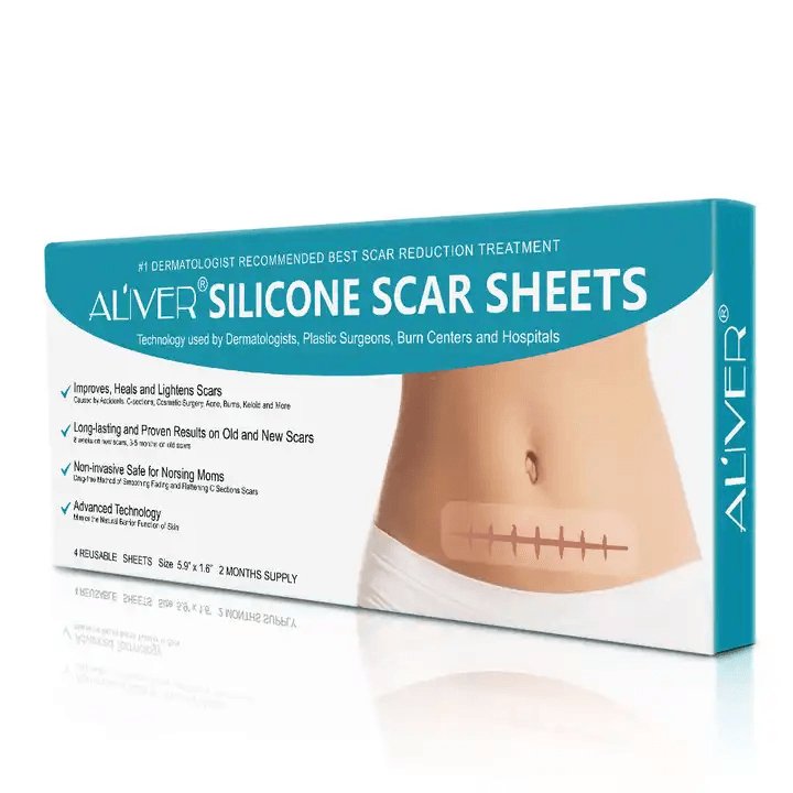 Silicone Scar Sheets, Professional UK for Scars Caused by C - Section, Surgery, Burn, Keloid, Acne, and More, Drug - Free, Soft Silicone Scar Strips, Scar Removal 5.9"×1.6", 4 Sheets (2 Month Supply) - Ammpoure Wellbeing