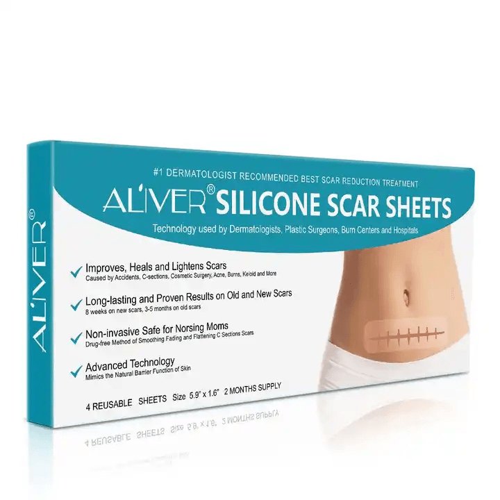 Silicone Scar Sheets, Professional UK for Scars Caused by C - Section, Surgery, Burn, Keloid, Acne, and More, Drug - Free, Soft Silicone Scar Strips, Scar Removal 5.9"×1.6", 4 Sheets (2 Month Supply) - Ammpoure Wellbeing
