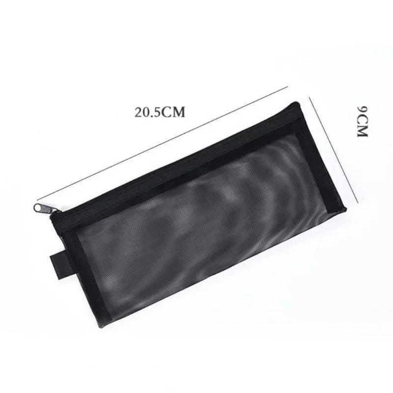 Simple Transparent Zipper Pencil Case Mesh Cosmetic Storage Bag Clear Stationery Bag Nylon Makeup Pouch Portable Travel Handbag - Ammpoure Wellbeing