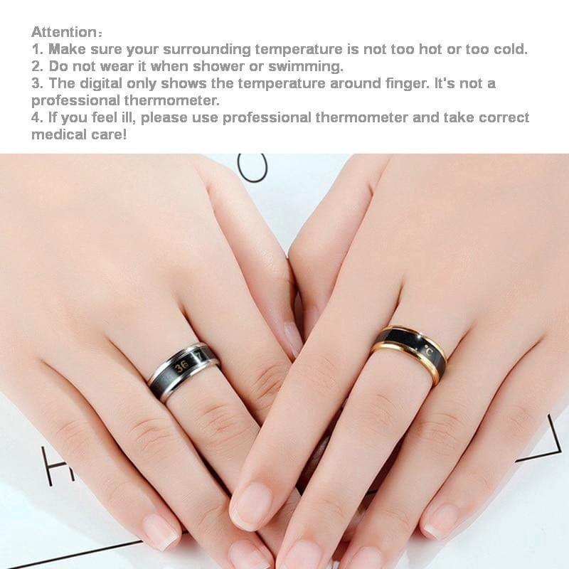 Smart Sensor Body Temperature Ring, Stainless Steel, Real - time Temperature - Ammpoure Wellbeing