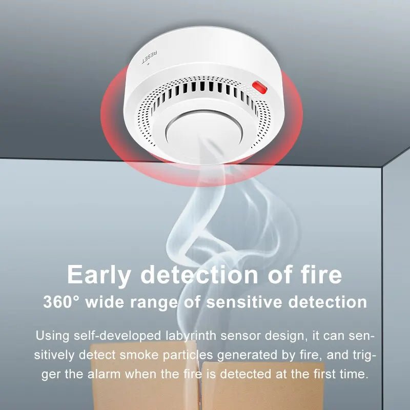 Smart Smoke Detector Security Protection Smoke Alarm Fire Protection For Home Security System Via Smart Life App - Ammpoure Wellbeing