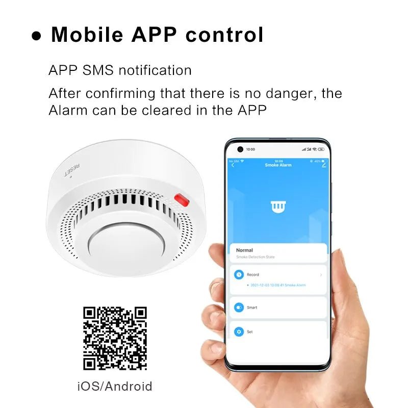 Smart Smoke Detector Security Protection Smoke Alarm Fire Protection For Home Security System Via Smart Life App - Ammpoure Wellbeing