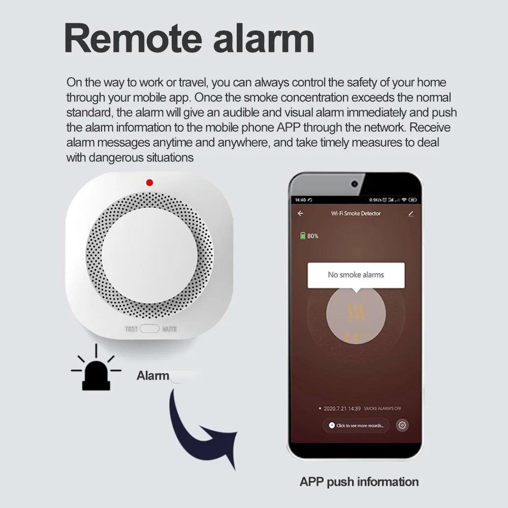 Smart WiFi/Zigbee Smoke Detector Smart Fire Alarm Progressive Sound Photoelectric Smoke Sensor Work with Tuya Zigbee Hub - Ammpoure Wellbeing