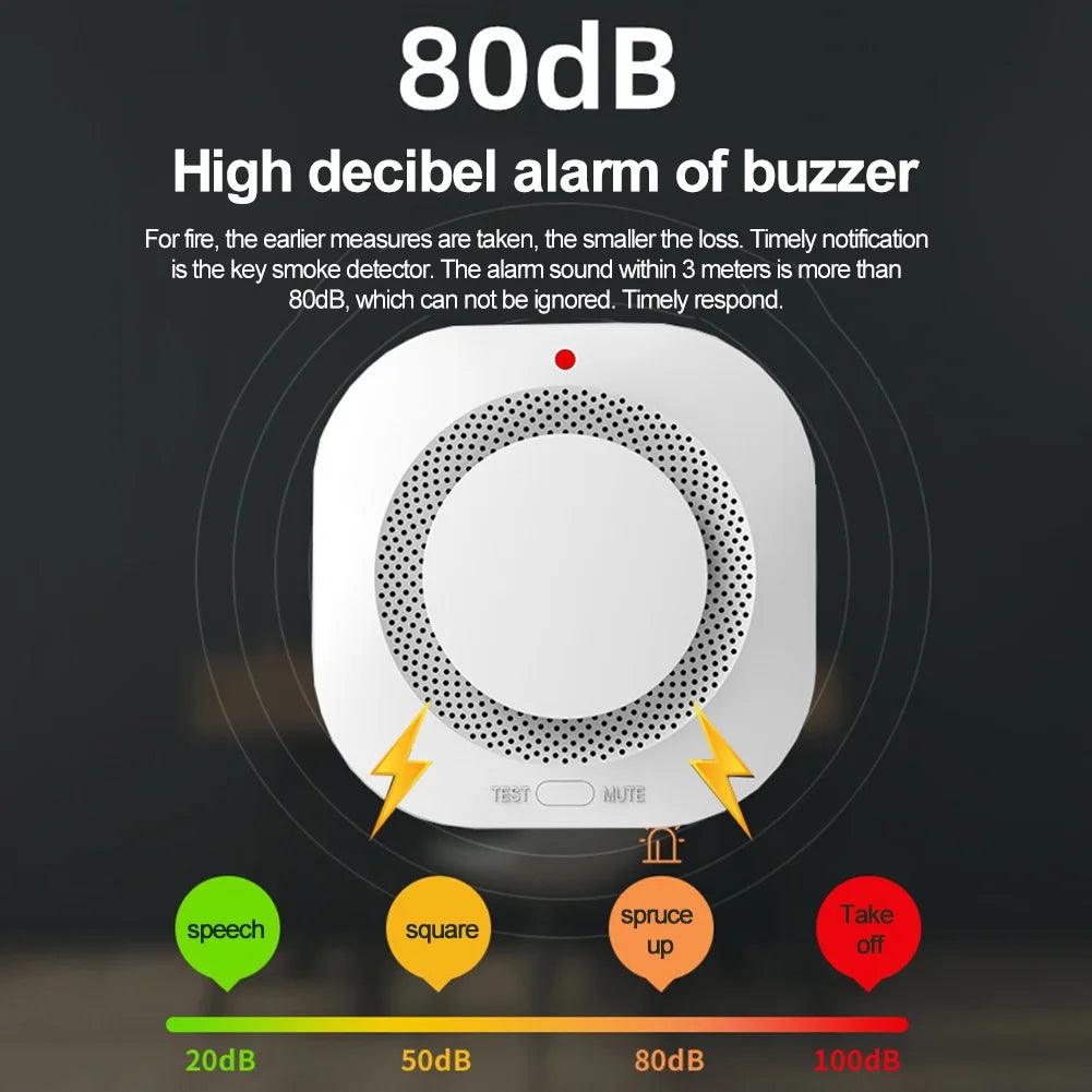 Smart WiFi/Zigbee Smoke Detector Smart Fire Alarm Progressive Sound Photoelectric Smoke Sensor Work with Tuya Zigbee Hub - Ammpoure Wellbeing