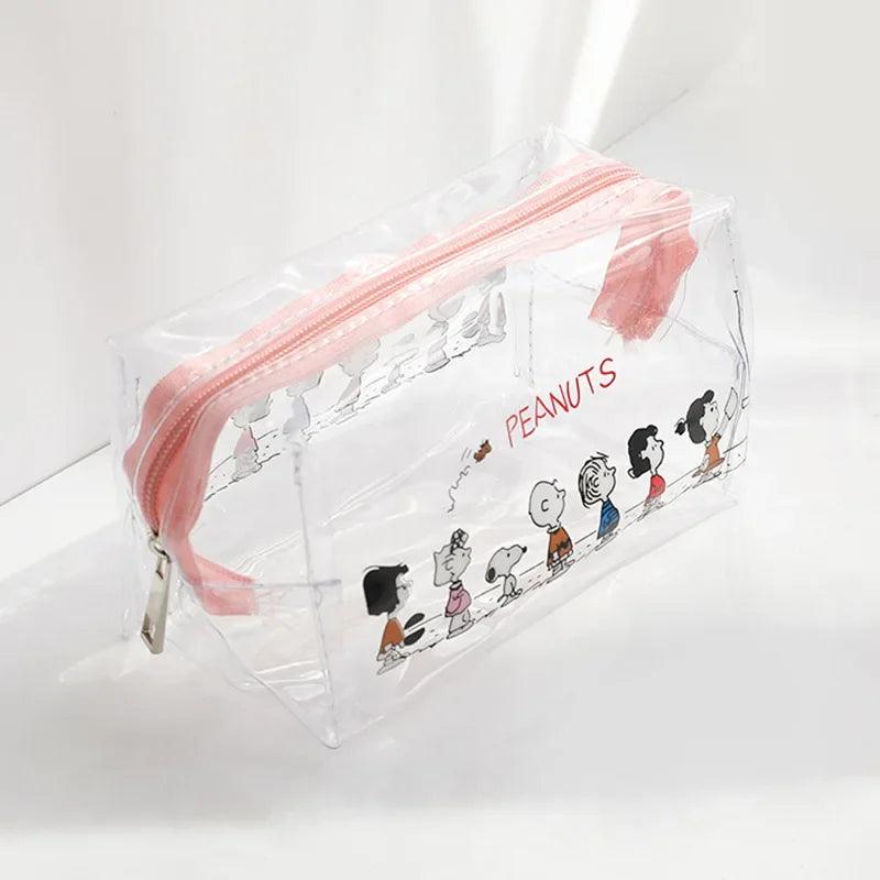 Snoopy Outdoor Girl Makeup Bag Women Necessary Cosmetic Bag Transparent Travel Organizer Cartoon Fashion Small Toiletry Pouch - Ammpoure Wellbeing