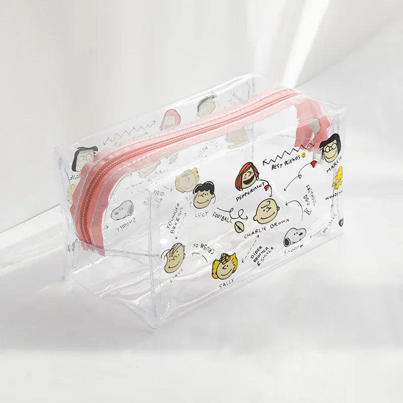 Snoopy Outdoor Girl Makeup Bag Women Necessary Cosmetic Bag Transparent Travel Organizer Cartoon Fashion Small Toiletry Pouch - Ammpoure Wellbeing