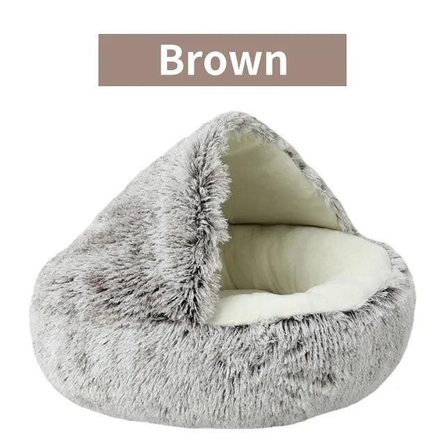 Soft Plush Pet Bed with Cover Round Cat Bed Pet Mattress Warm Cat Dog 2 in 1 Sleeping Nest Cave for Small Dogs - Ammpoure Wellbeing