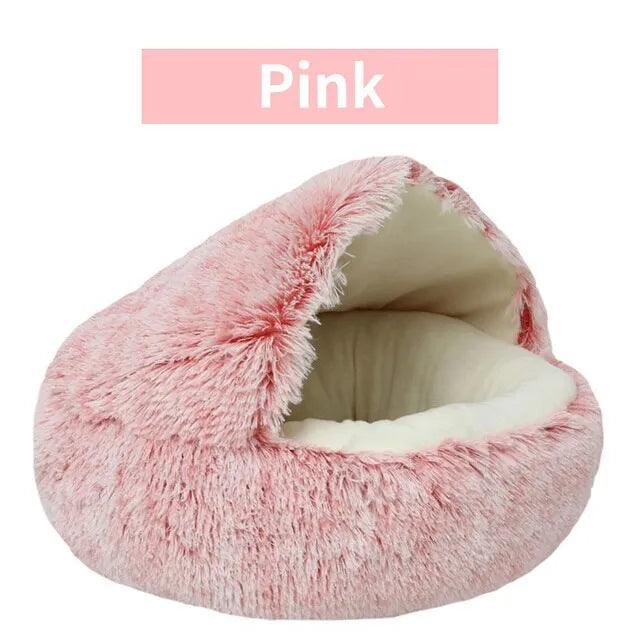 Soft Plush Pet Bed with Cover Round Cat Bed Pet Mattress Warm Cat Dog 2 in 1 Sleeping Nest Cave for Small Dogs - Ammpoure Wellbeing