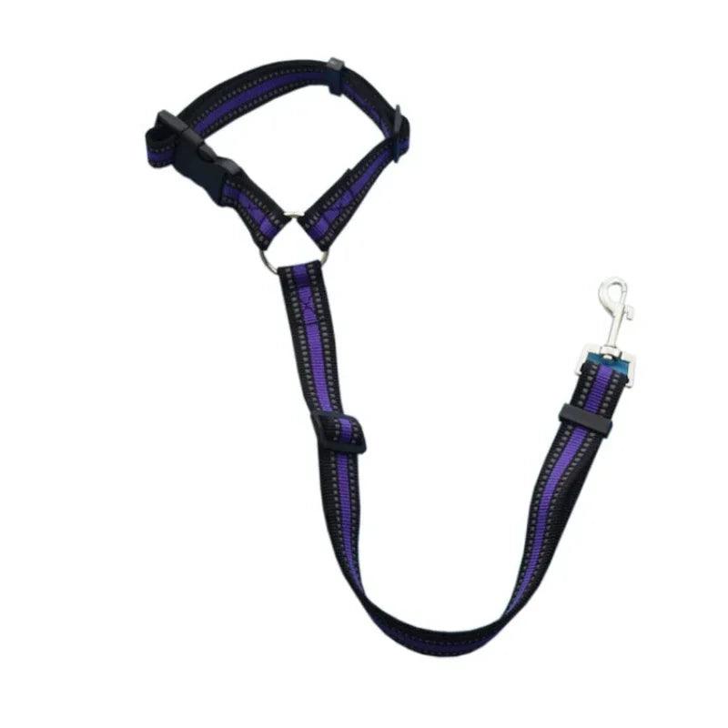 Solid Color Two - in - one Pet Car Seat Belt Nylon Lead Leash Backseat Safety Belt Adjustable Dogs Harness Collar Pet Accessories - Ammpoure Wellbeing