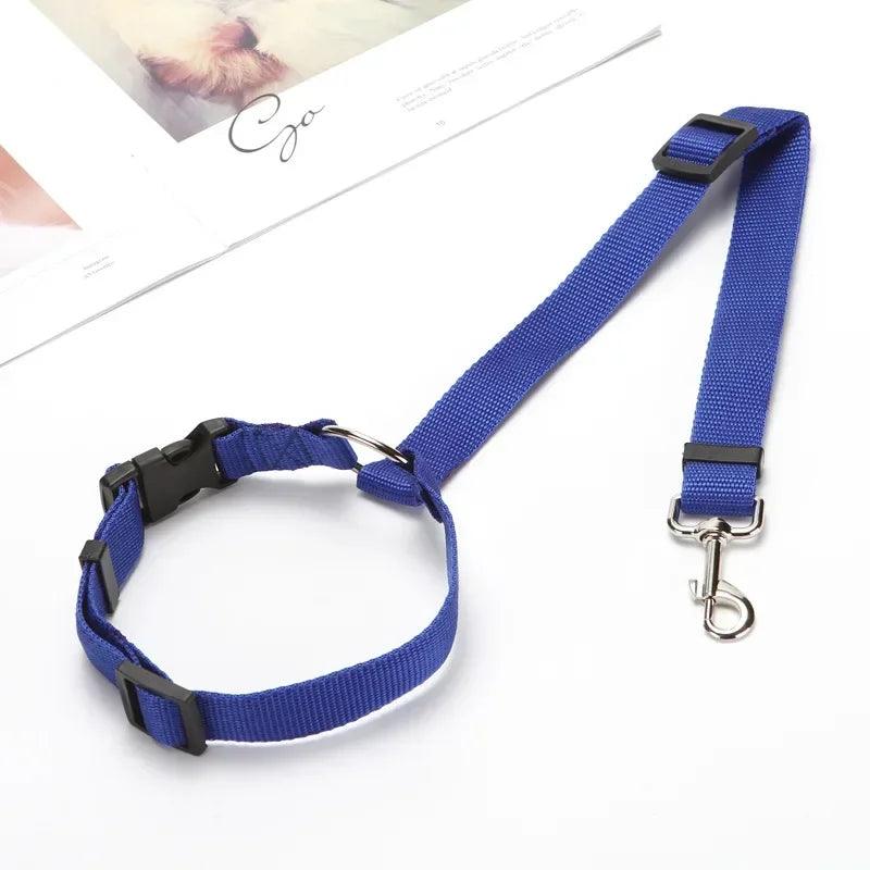 Solid Color Two - in - one Pet Car Seat Belt Nylon Lead Leash Backseat Safety Belt Adjustable Dogs Harness Collar Pet Accessories - Ammpoure Wellbeing