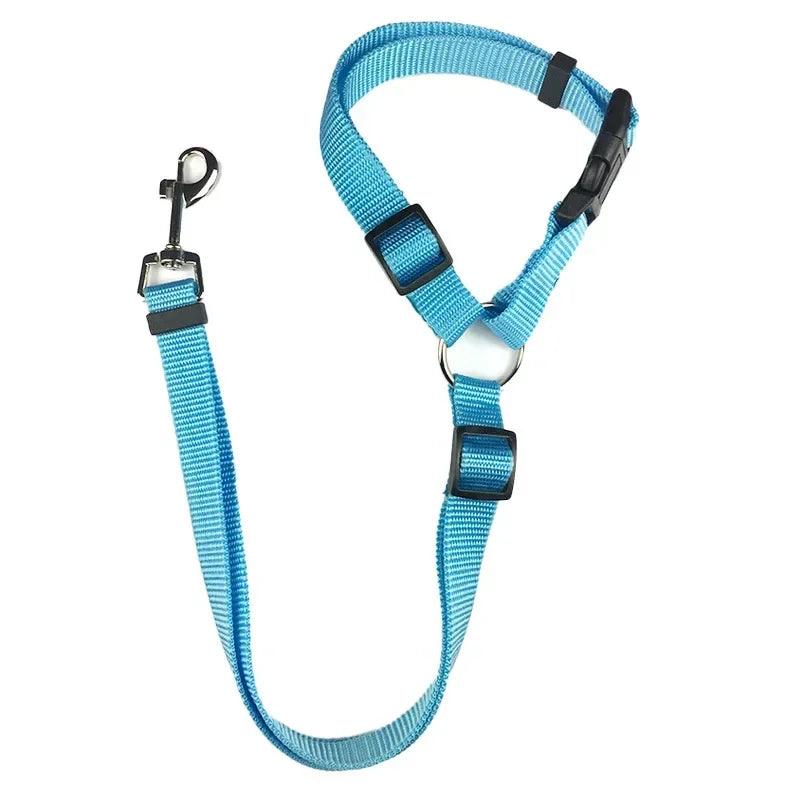 Solid Color Two - in - one Pet Car Seat Belt Nylon Lead Leash Backseat Safety Belt Adjustable Dogs Harness Collar Pet Accessories - Ammpoure Wellbeing