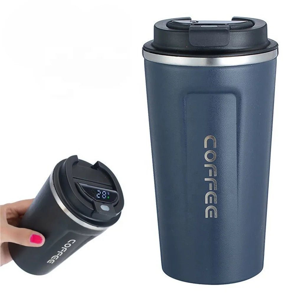 Stainless Steel Smart Coffee Tumbler Thermos Cup with Intelligent Temperature Display Portable Travel Mug 380ml 510ml - Ammpoure Wellbeing