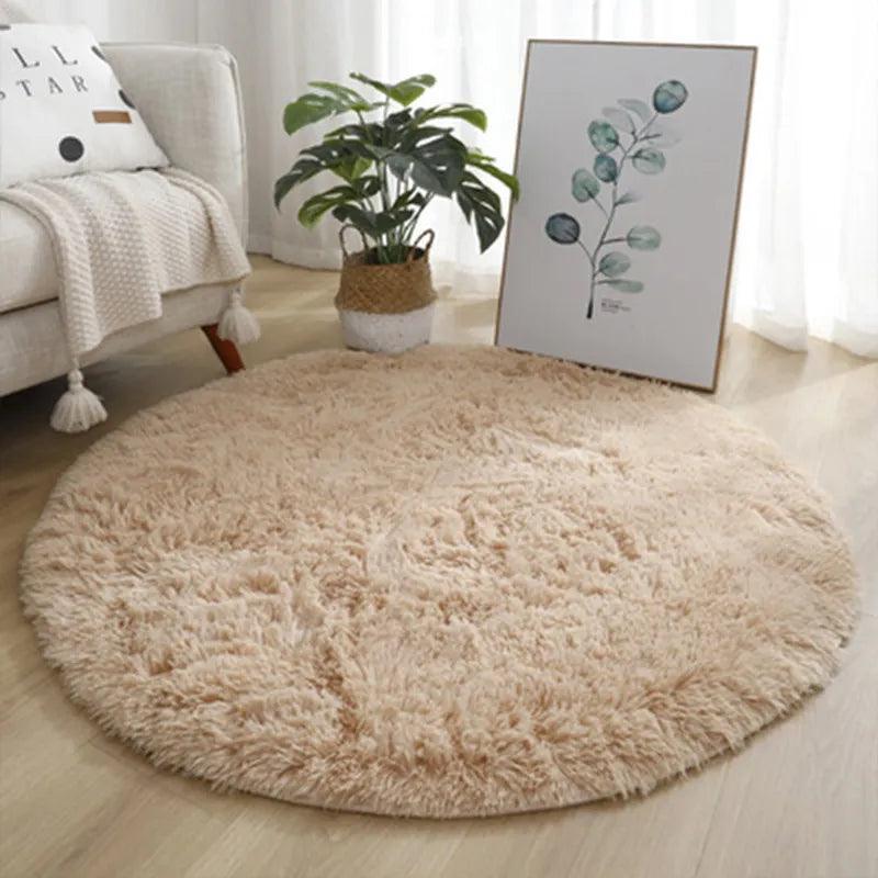 Super Soft Plush Round Rug Mat Fluffy White Carpets For Living Room Home Decor Bedroom Kid Room Decoration Salon Thick Pile Rug - Ammpoure Wellbeing