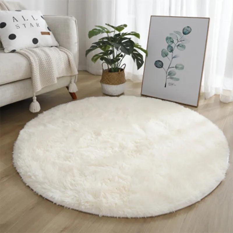 Super Soft Plush Round Rug Mat Fluffy White Carpets For Living Room Home Decor Bedroom Kid Room Decoration Salon Thick Pile Rug - Ammpoure Wellbeing