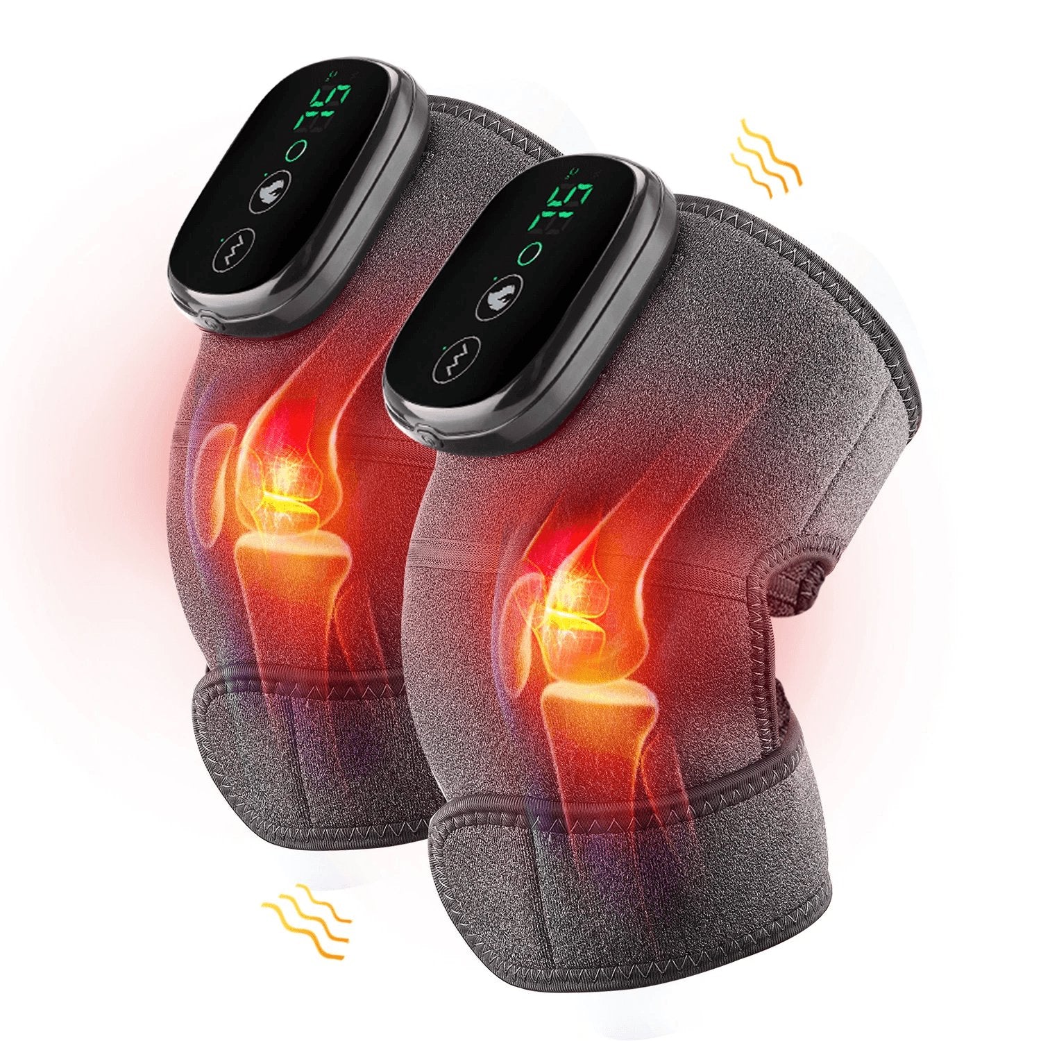 Thermal Knee Massager 3 in 1 Shoulder Knee Elbow Heating Massage Support Brace Rechargeable Vibration Pad Arthritis Pain Relief - Ammpoure Wellbeing