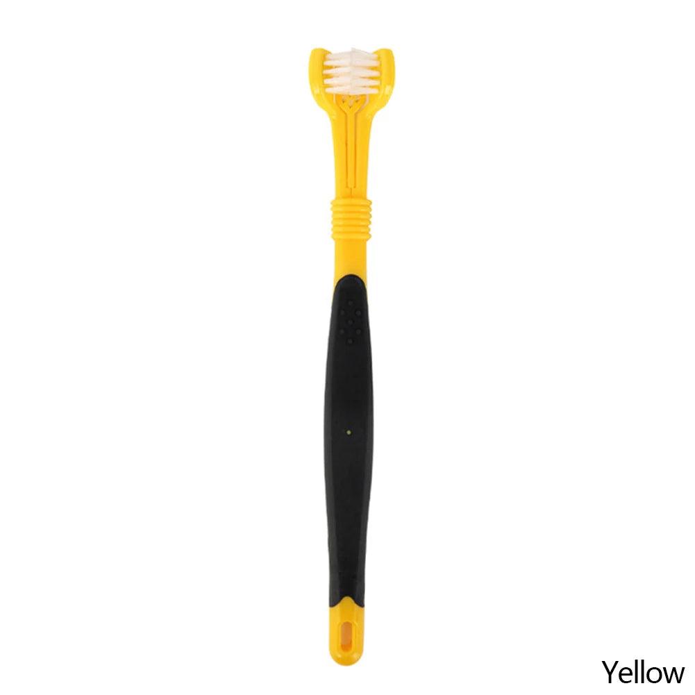 Three Sided Pet Toothbrush Three - Head Multi - angle Toothbrush Cleaning Dog Cat Brush Bad Breath Teeth Care Tool - Ammpoure Wellbeing