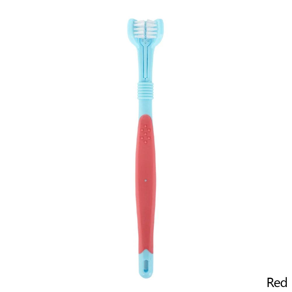 Three Sided Pet Toothbrush Three - Head Multi - angle Toothbrush Cleaning Dog Cat Brush Bad Breath Teeth Care Tool - Ammpoure Wellbeing