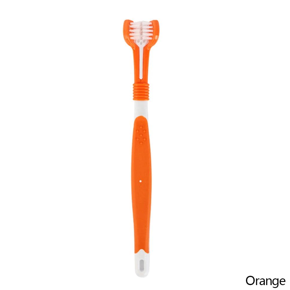 Three Sided Pet Toothbrush Three - Head Multi - angle Toothbrush Cleaning Dog Cat Brush Bad Breath Teeth Care Tool - Ammpoure Wellbeing