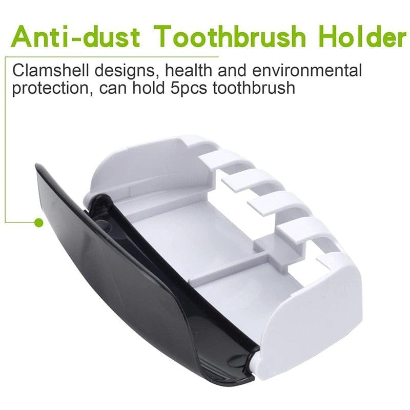 Toothbrush Holder Automatic Toothpaste Dispenser Set Dustproof Sticky Suction Wall Mounted Toothpaste Squeezer for Bathroom - Ammpoure Wellbeing